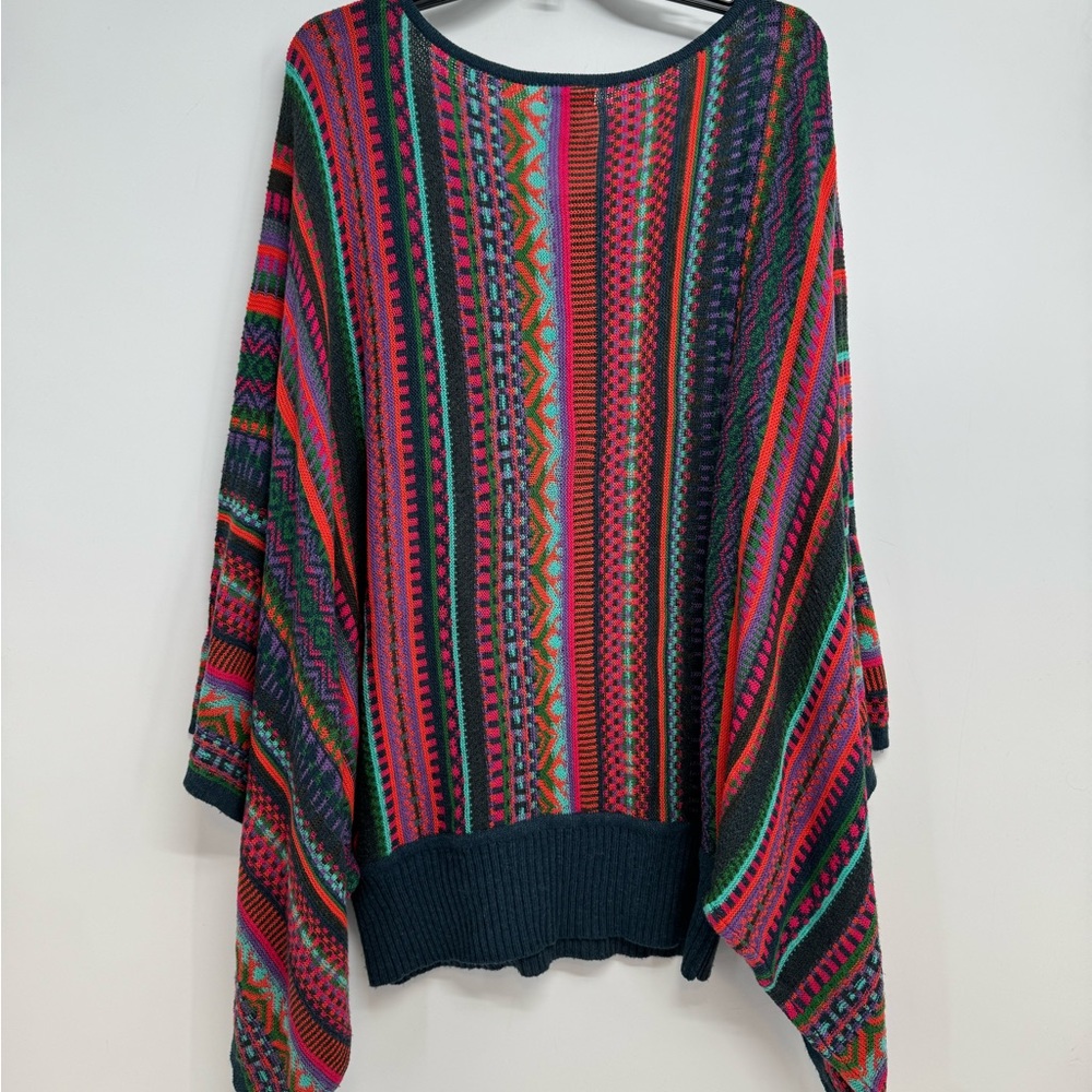 Novica Fair Isle Knit Alpaca Blend Sweater S/M oversized  batwing Kimono Sleeve - Picture 4 of 11